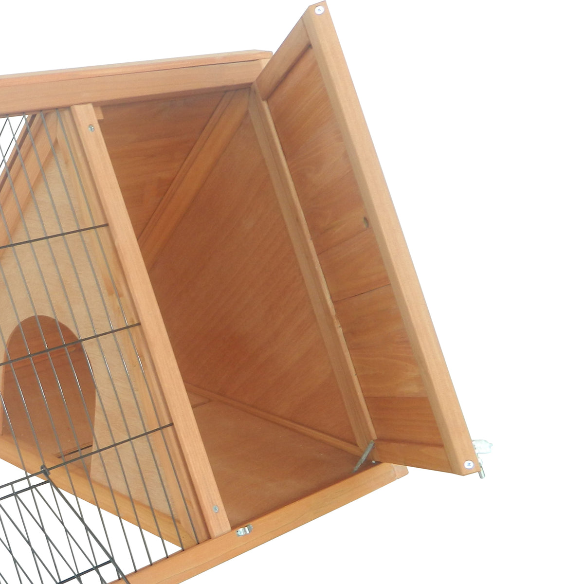 Clapier triangulaire de sol enclos extérieur niche double porte convient aux lapins poules tortue terrestre dim. 116L x 62,2l x 52,5H cm bois massif pin-8
