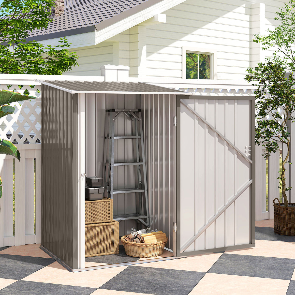 Abri de Jardin 1m² - Remise pour Outils - cabanon Porte verrouillable - dim. 1L x 1,03l x 1,6H m - tôle d'acier ondulée-7