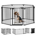 Barrière de Sécurité pour Cheminée, Parc Enclos Chien Pliable Modulable 8 Panneaux avec Porte, sans Perçage-0