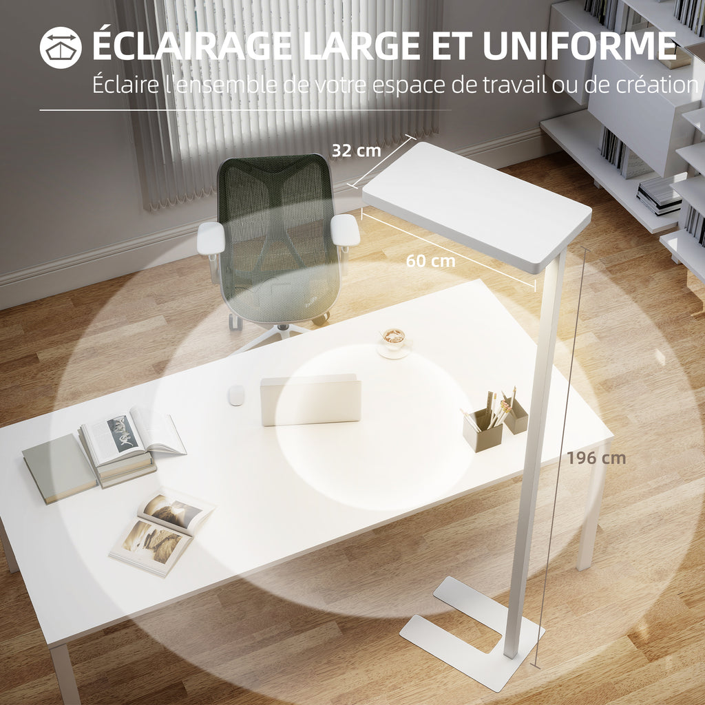 Lampadaire sur pied salon LED dimmable spectre complet pour le soin des yeux télécommande 60 x 32 x 196 cm blanc-5