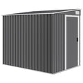 Abri de jardin 2,81 m² avec fondation, abri à outils extérieur adossé en acier galvanisé, 154x206,5x181cm, gris foncé-0