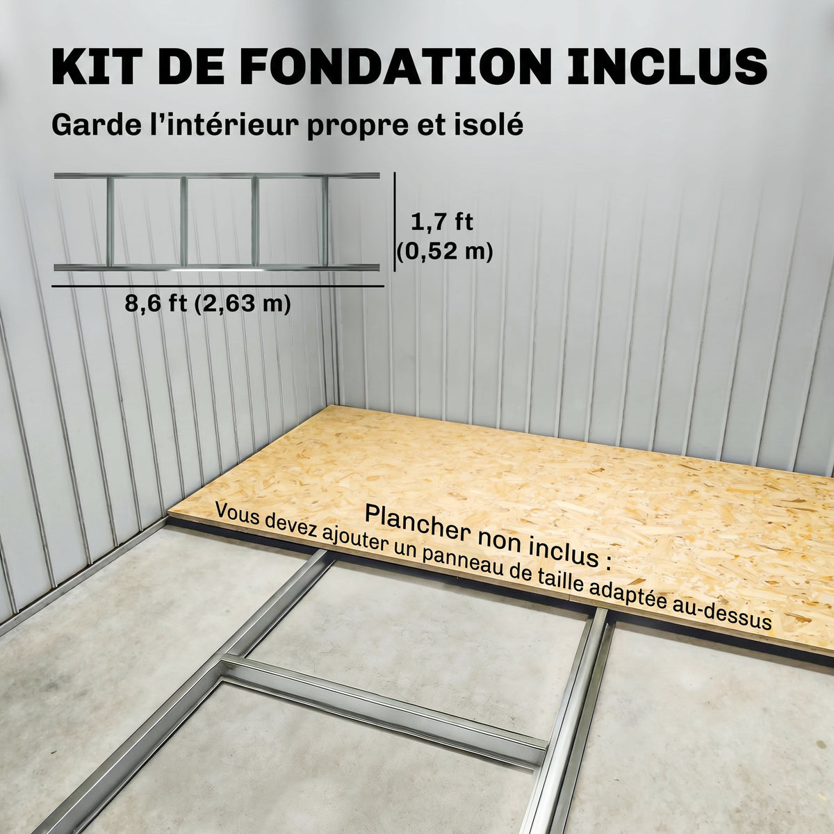 Abri de jardin 3,6 m² 280 x 130 x 172 cm kit de fondation porte coulissante ventilations acier galvanisé vert foncé-5