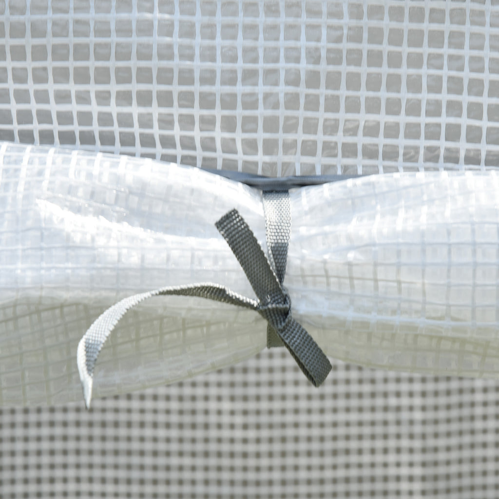Serre de jardin, serre de balcon, bâche renforcée PE, châssis en acier, porte zippée enroulable, 100 x 50 x 150 cm blanc-7