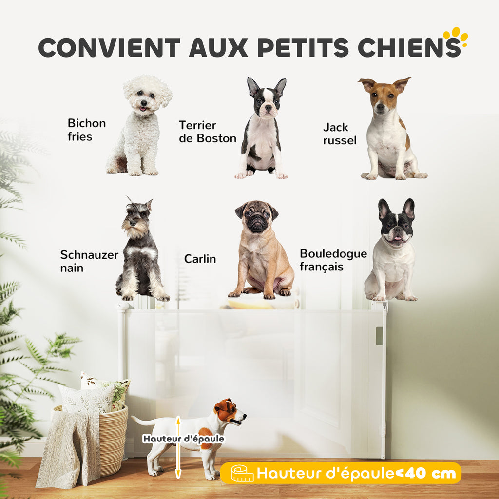 Barrière rétractable pour chien largeur 149 cm verrouillage automatique - blanc-7