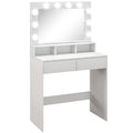 Coiffeuse avec miroir Hollywood, tiroirs, 3 modes d'éclairage, 10 ampoules, 80 x 40 x 135 cm, blanc-0