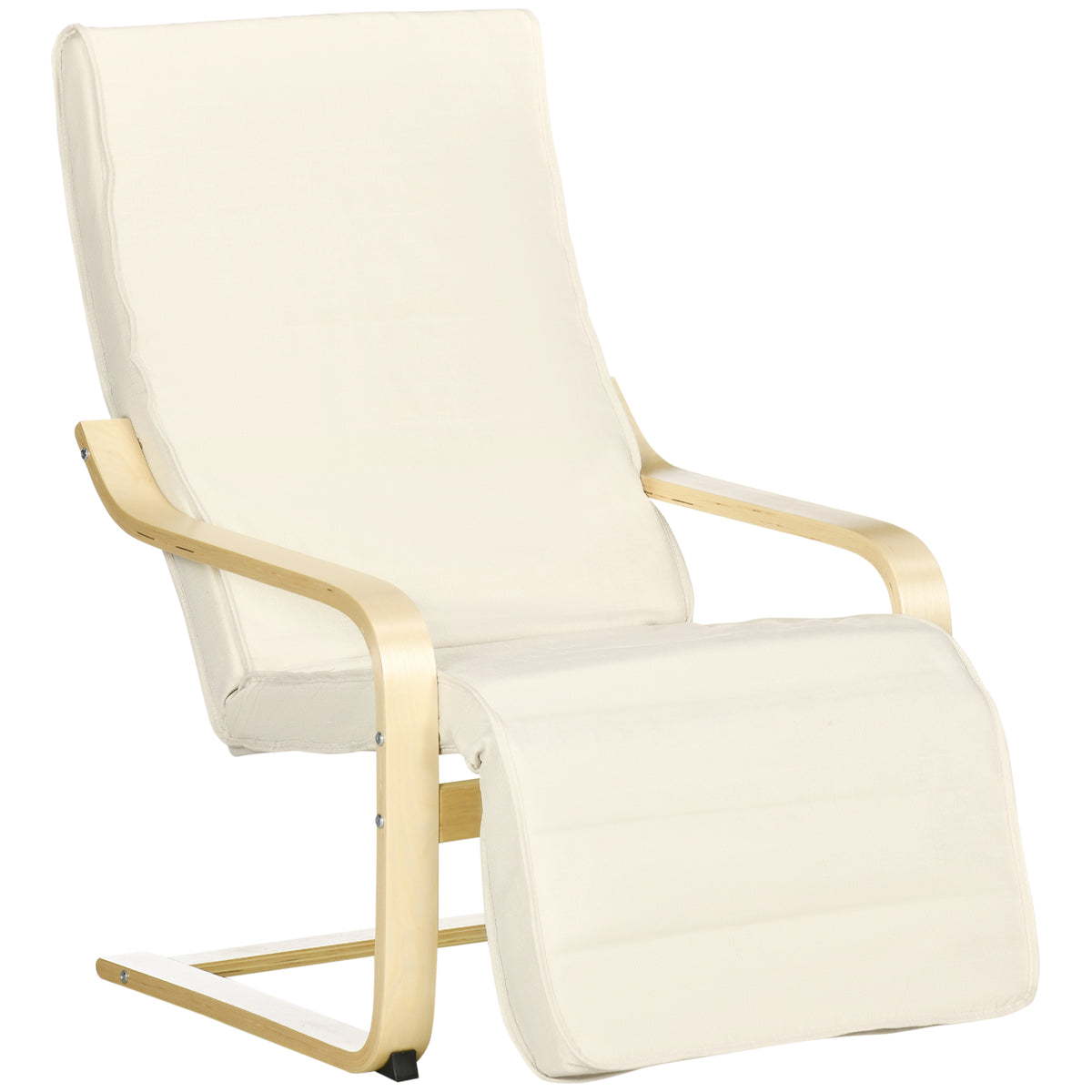 Fauteuil Relax Confort et Relaxation avec Repose-Pied réglable déhoussable 94 x 66,5 x 100 cm cm Bois Massif Crème-0