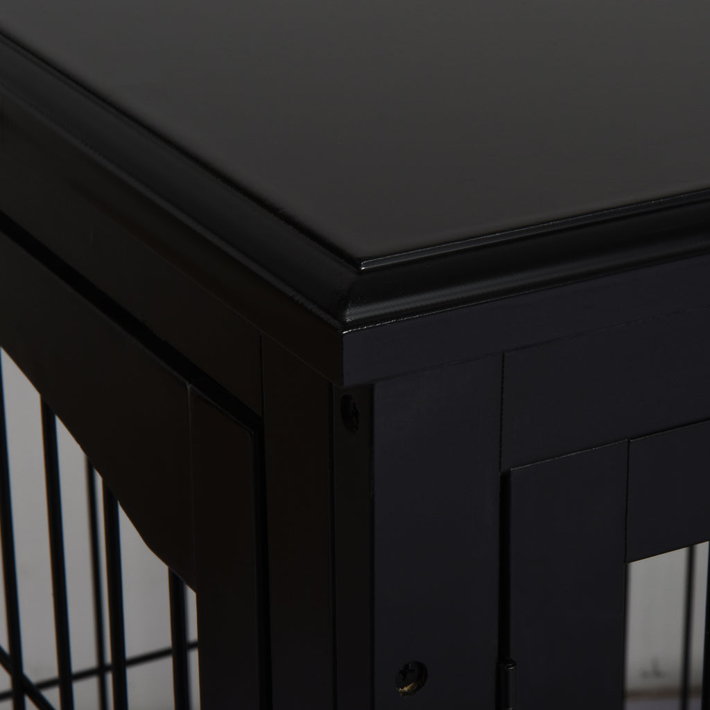 Cage pour chien animaux meuble cage chien intérieur en bois MDF classe E1 3 portes verrouillables max. 30 Kg dim. 81L x 58l x 66H cm noir-7