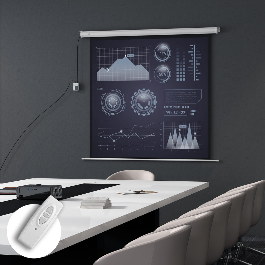 Écran de projection motorisé 85 pouces, 4K HD électrique, montage mural ou plafond, panneau de commande et télécommande-1
