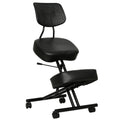 Chaise à Genoux Ergonomique avec Dossier, Siège Assis Genoux Réglable en PU sur Roulettes, Noir-0