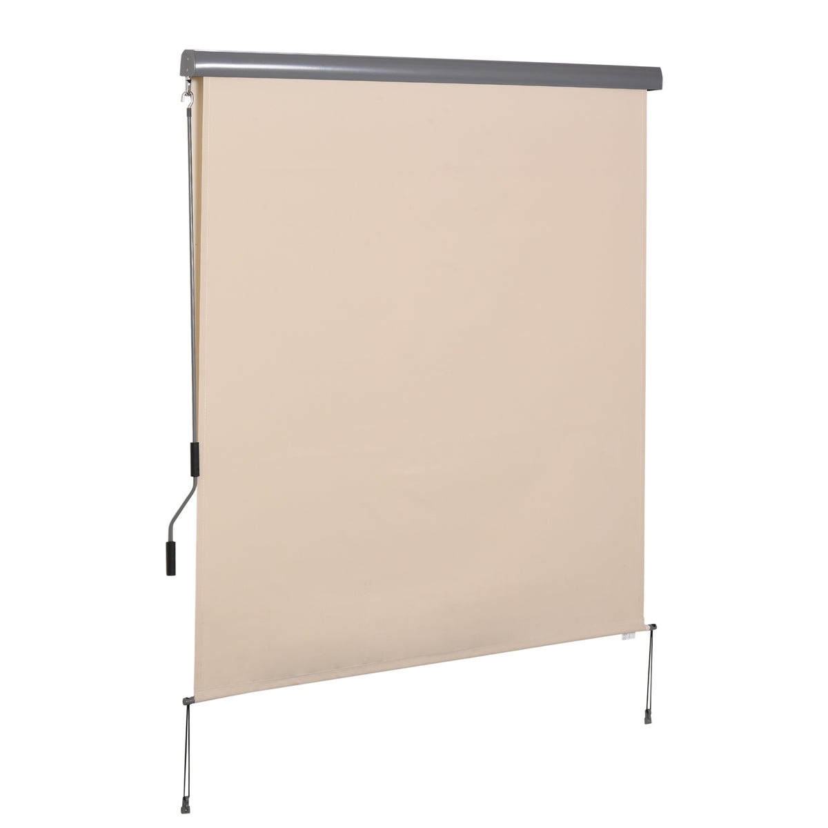 Store extérieur enrouleur 2,5 x 1,6 m avec manivelle, aluminium et polyester 280g/m² anti-UV50+, crème-0