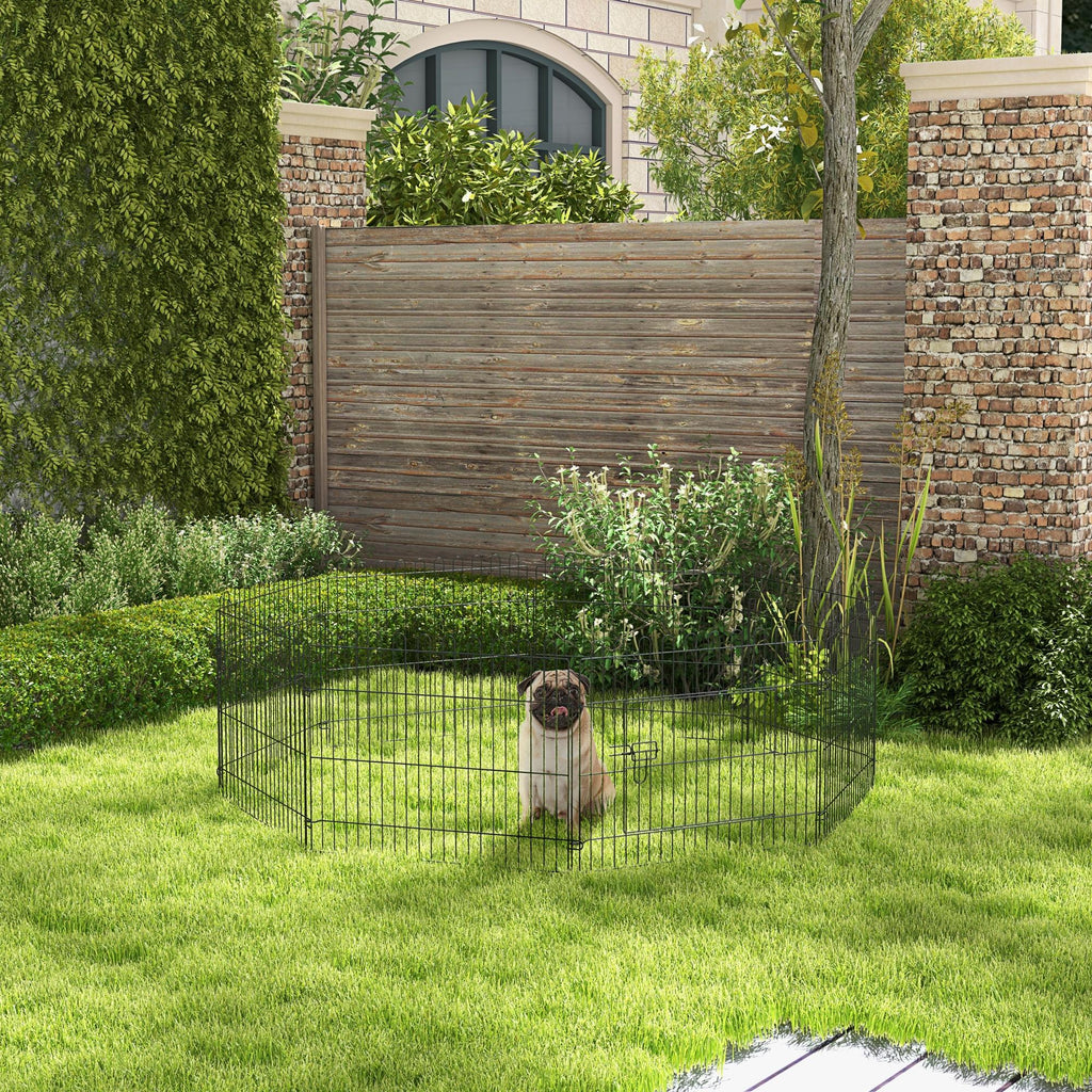 Parc enclos chiots animaux domestiques chiens lapins rongeurs petits int./ext. diamètre 180 panneaux 71x61cm noir-9