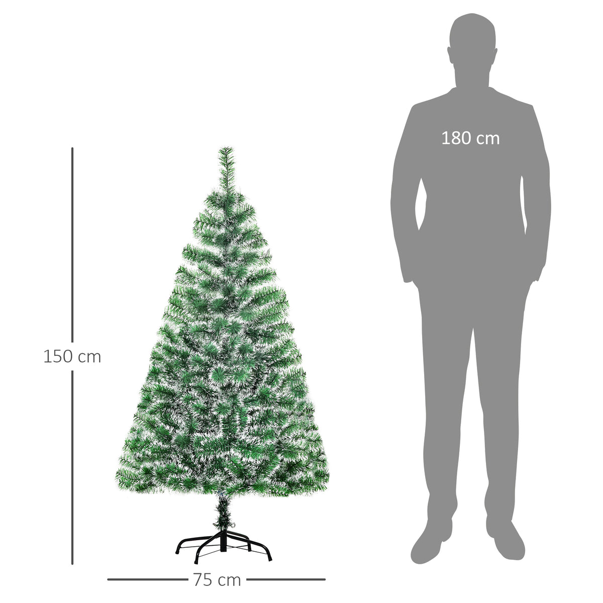Arbre de Noël artificiel scène de neige Ø 75 x 150H cm 416 Réplique d'une branche d'épine Nordmann Grand Réalisme-2