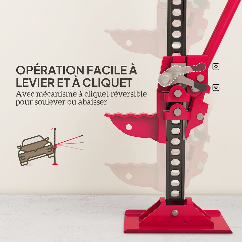 Cric farm jack tout-terrain ATV 4x4, cric pour voiture véhicule charge max. 3000 kg, hauteur de levage 11-135 cm, rouge-5