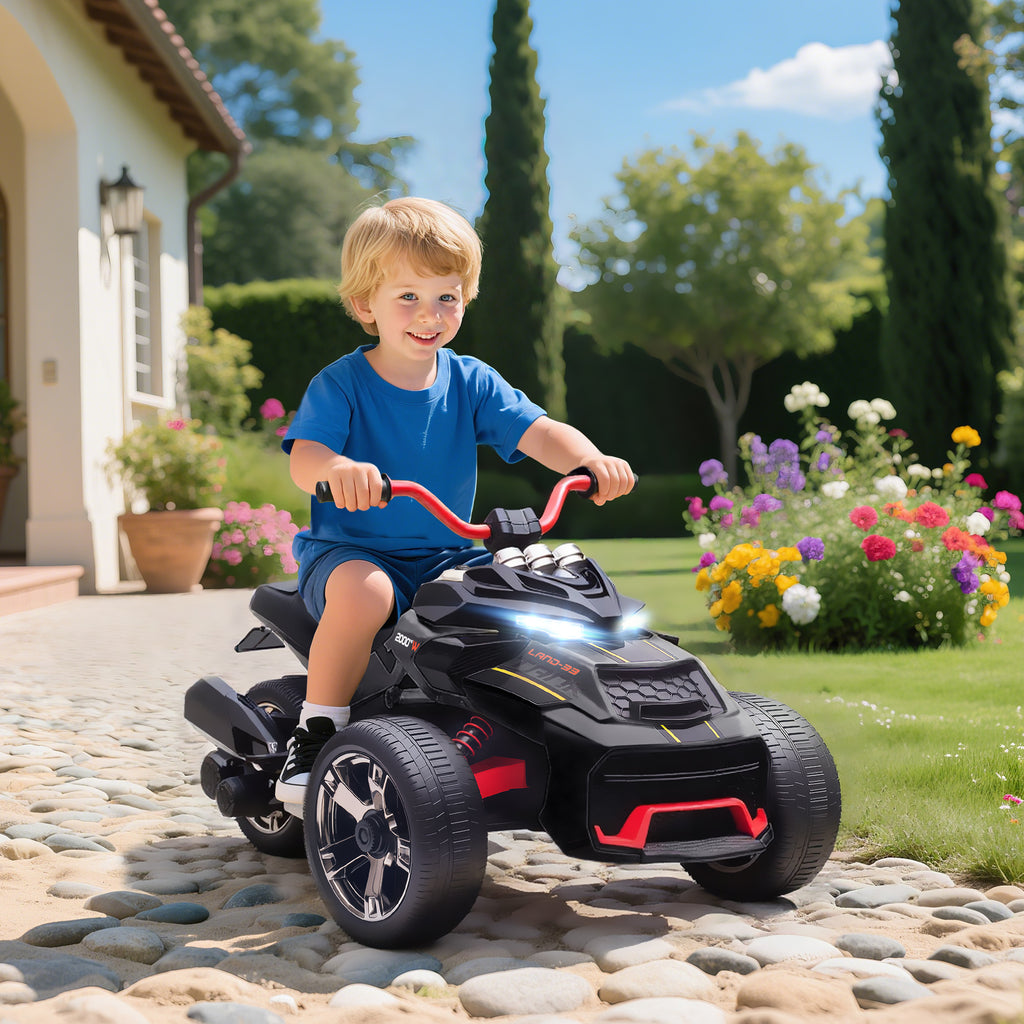Quad électrique enfants voiture électrique enfants 12V 3 roues 2 moteurs lecteur MP3, klaxon, 2 vitesses 3-5 km/h noir-9
